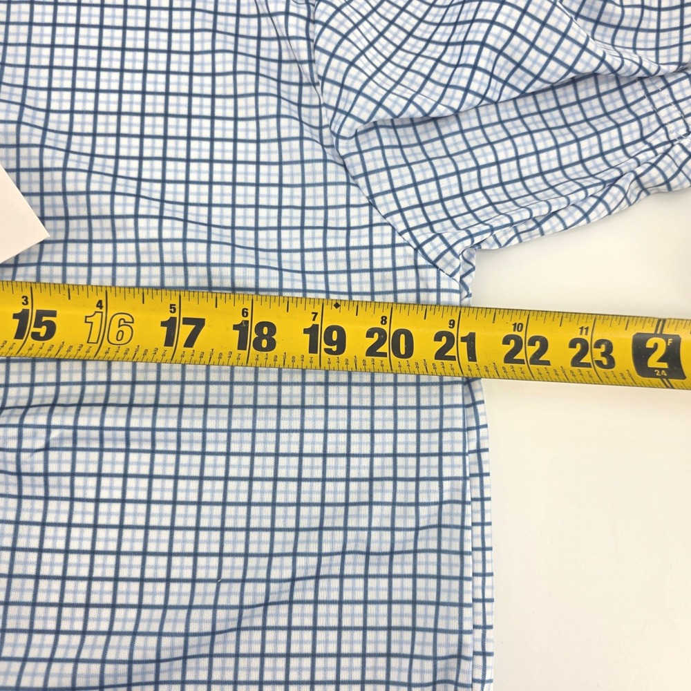 Collars & Co Mens Dress Collar Polo Shirt Blue White Check Grid Large NWT - Picture 7 of 8